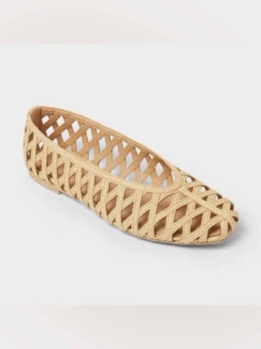 NWT A New Day Women's Pilar Flats Sz 6.5 Natural Woven Cage, Memory Foam Insole